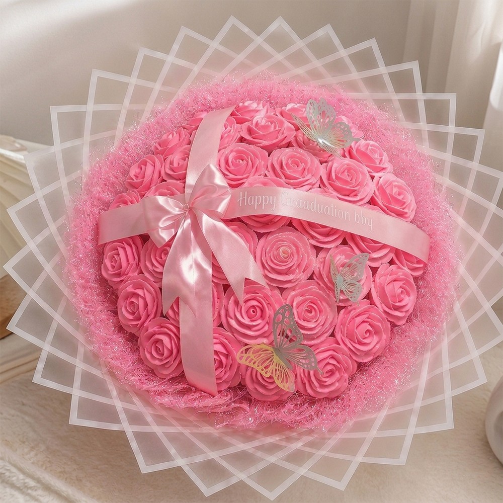 Custom Glitter Roses Graduation Bouquet: Personalized Class of 2026 Gift