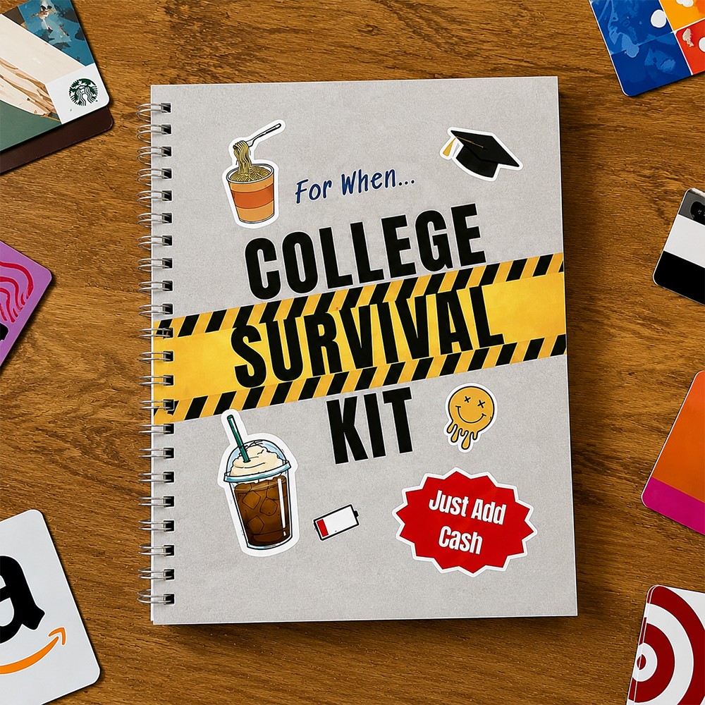 Custom College Life Survival Kit Gift Card Book,Meaningful Graduation & Back to School Gift,17 pages