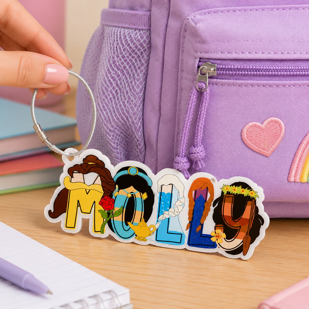 Personalized Character Name Keychain Tag, Cute Fantasy Themed Backpack Tag, Bookbag & Lunch Box Charm
