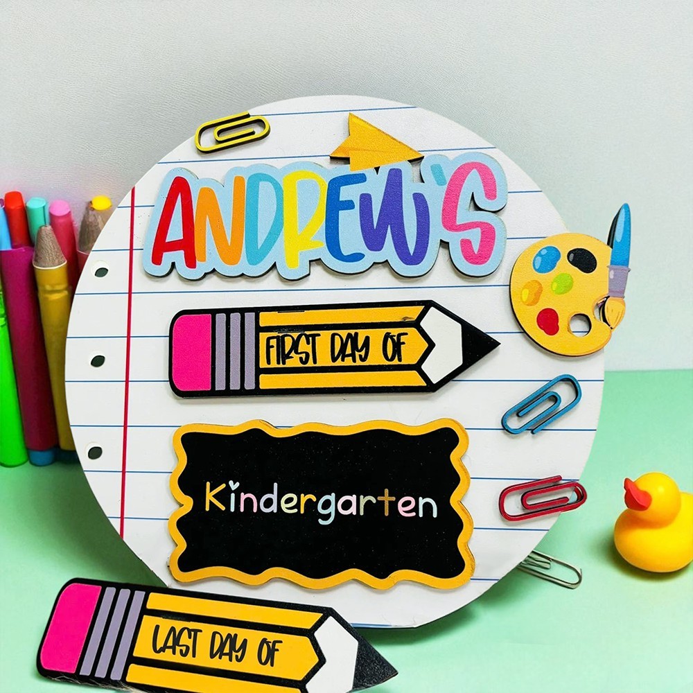 Personalized First/100th/Last Day of School Interchangeable Back to School Sign Prop For Kids Gift Ideas