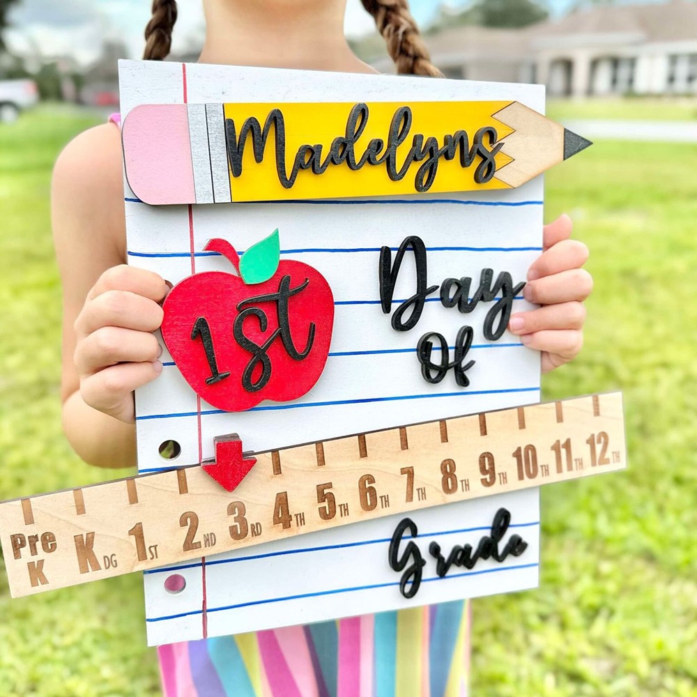 Personalized First/100th/Last Day of School Interchangeable Back to School Sign Prop For Kids Gift Ideas
