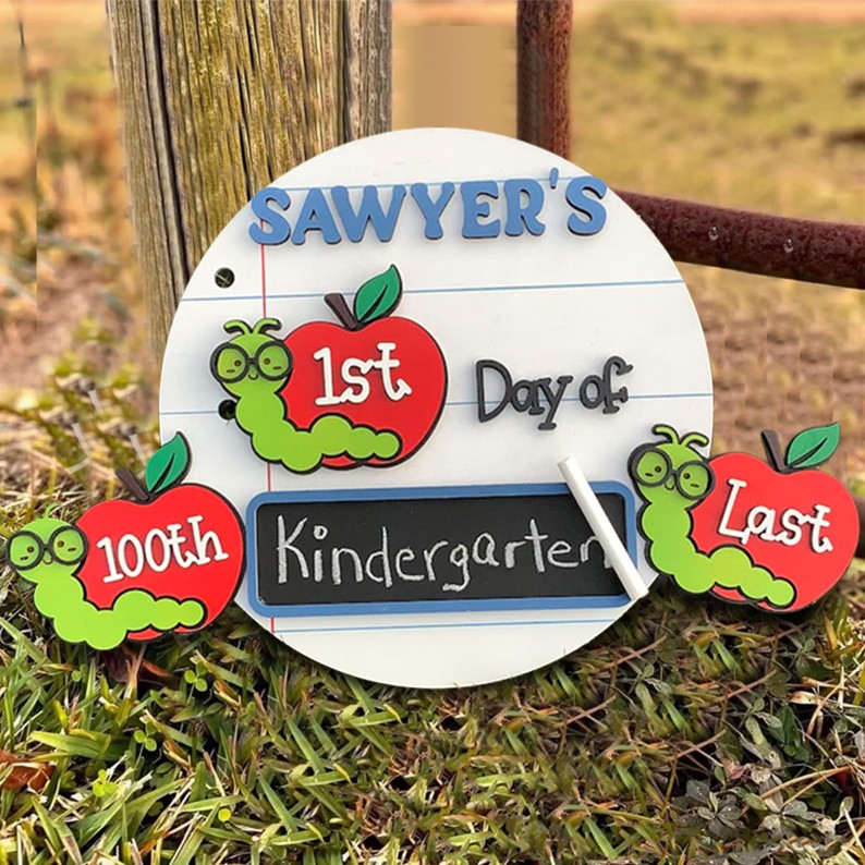 Personalized First/100th/Last Day of School Interchangeable Back to School Sign Prop For Kids Gift Ideas