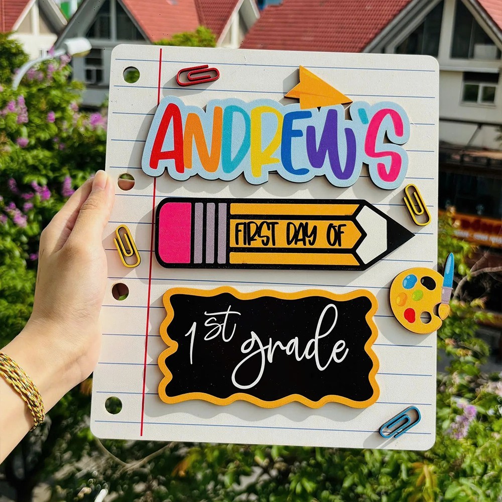 Personalized First/100th/Last Day of School Interchangeable Back to School Sign Prop For Kids Gift Ideas