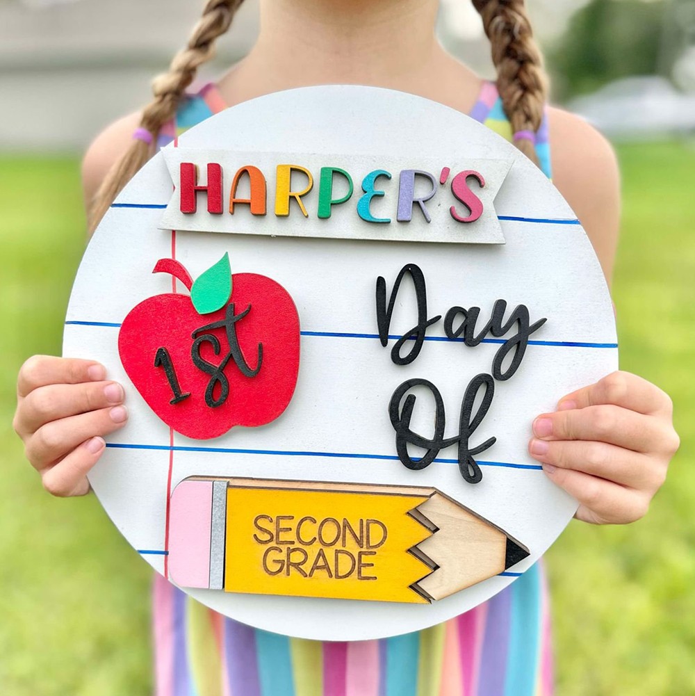 Personalized First/100th/Last Day of School Interchangeable Back to School Sign Prop For Kids Gift Ideas