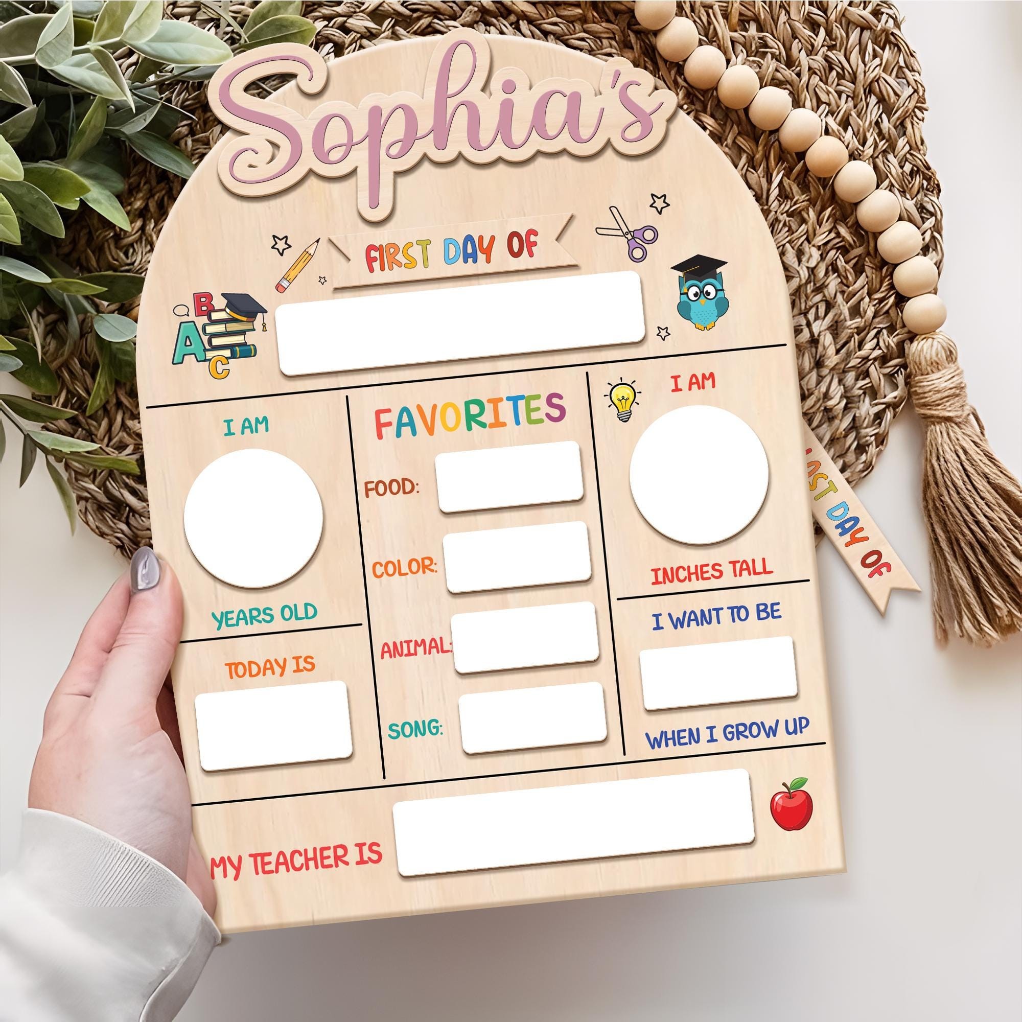 Personalized First/Last Day of School Interchangeable Back to School Sign Prop For Kids Gift Ideas