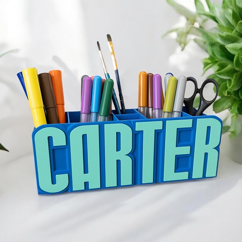 Personalized Name Desk Organizer, 3D Printed Pencil Holder, Kids Room Decor, Back to School Gift