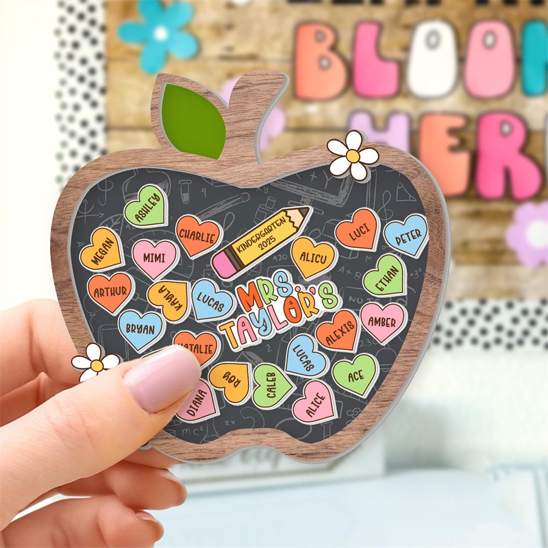 Personalized Apple Shaker Magnet With Kids Name Teacher Appreciation Gift