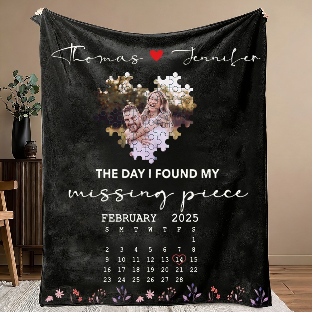 The Day I Found My Missing Piece Personalized Photo Blanket