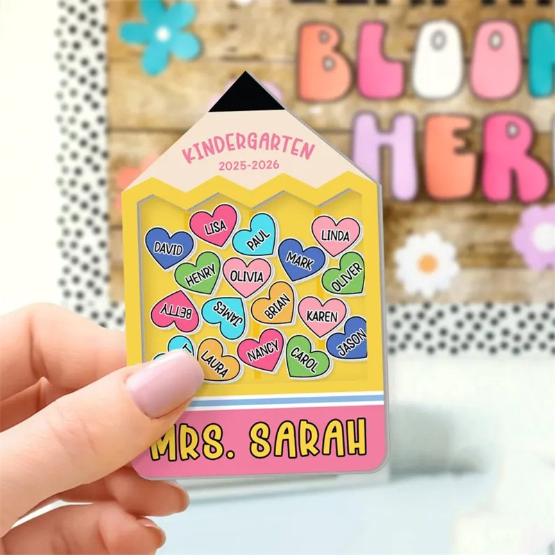 Personalized Pencil Shaker Magnet With Kids Name Teacher Appreciation Gift