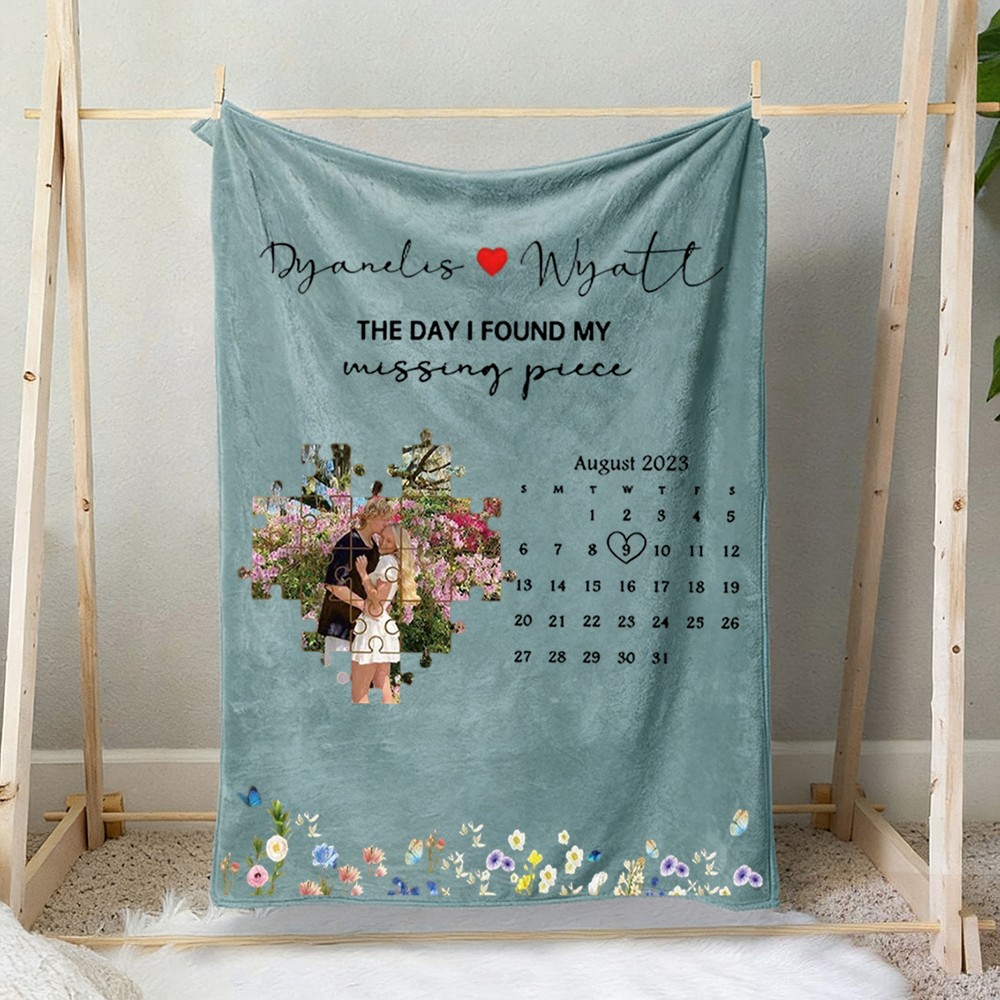 The Day I Found My Missing Piece Personalized Photo Blanket