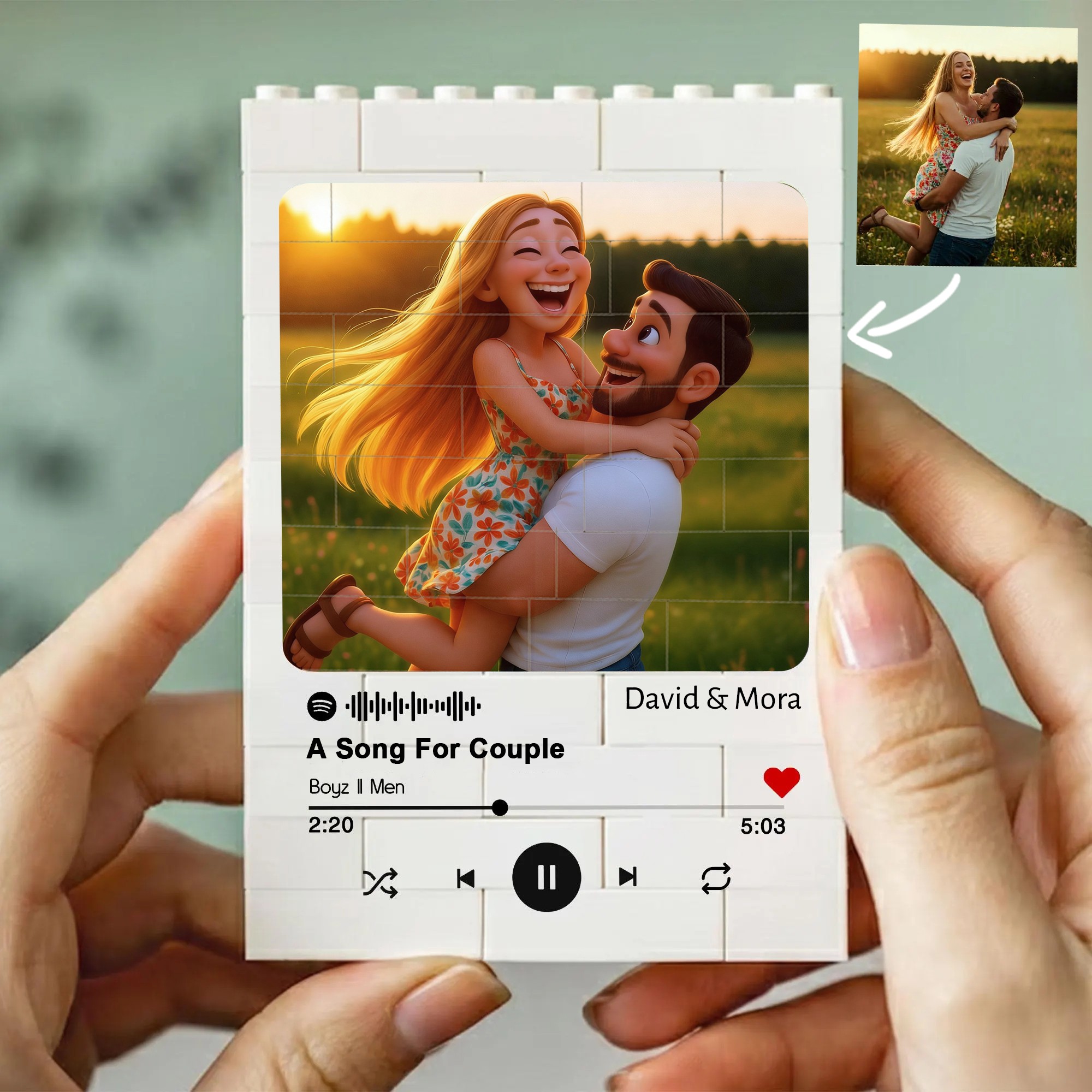 Personalized Cartoon Portrait Puzzle Blocks Gift For Valentine's Day