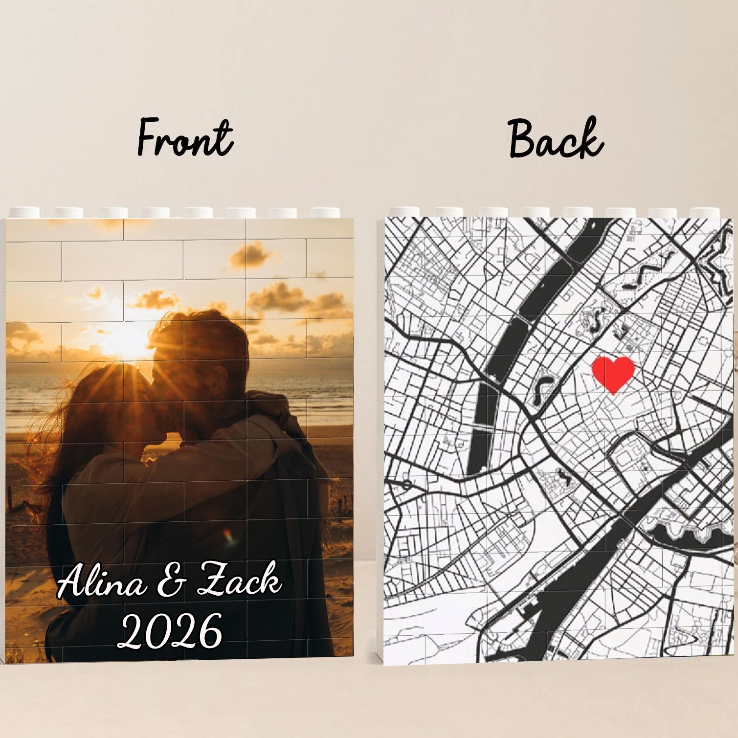 Personalized Map Print Building Brick Puzzle Valentine's Gifts For Her
