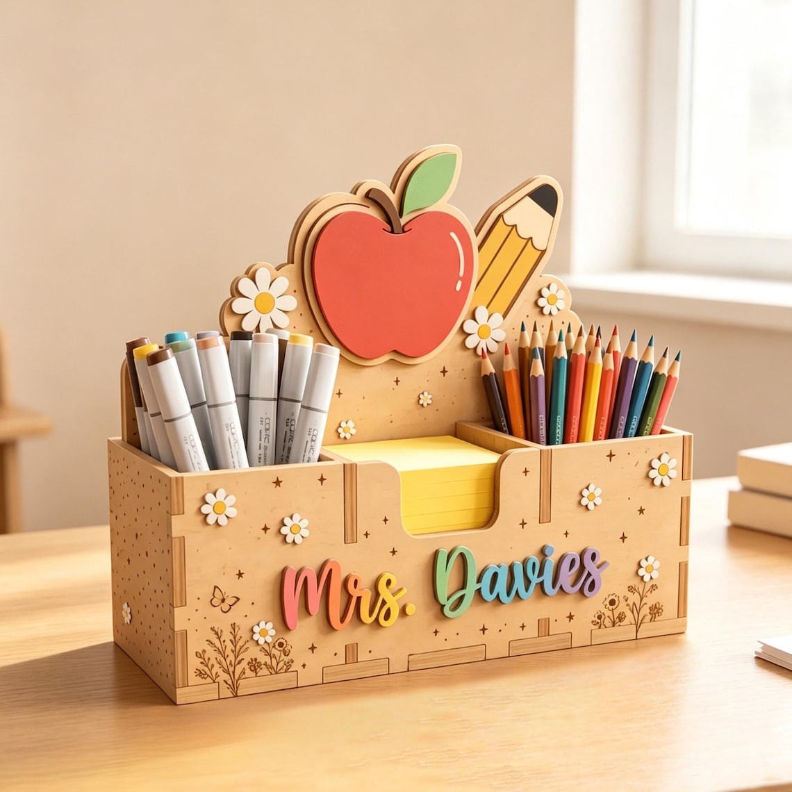 Personalized Name Desk Organizer, 3D Printed Pencil Holder, Kids Room Decor, Back to School Gift