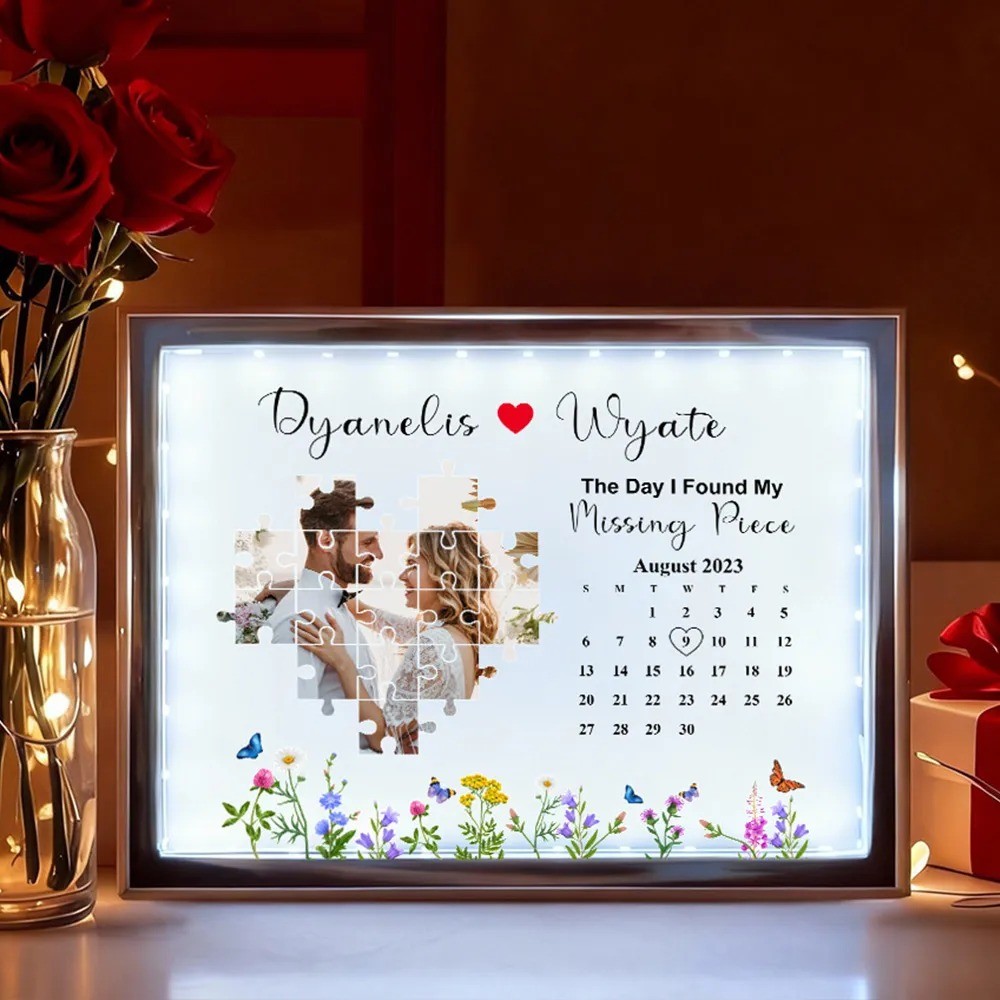 The Day I Found My Missing Piece Personalized LED Mirror Photo Frame
