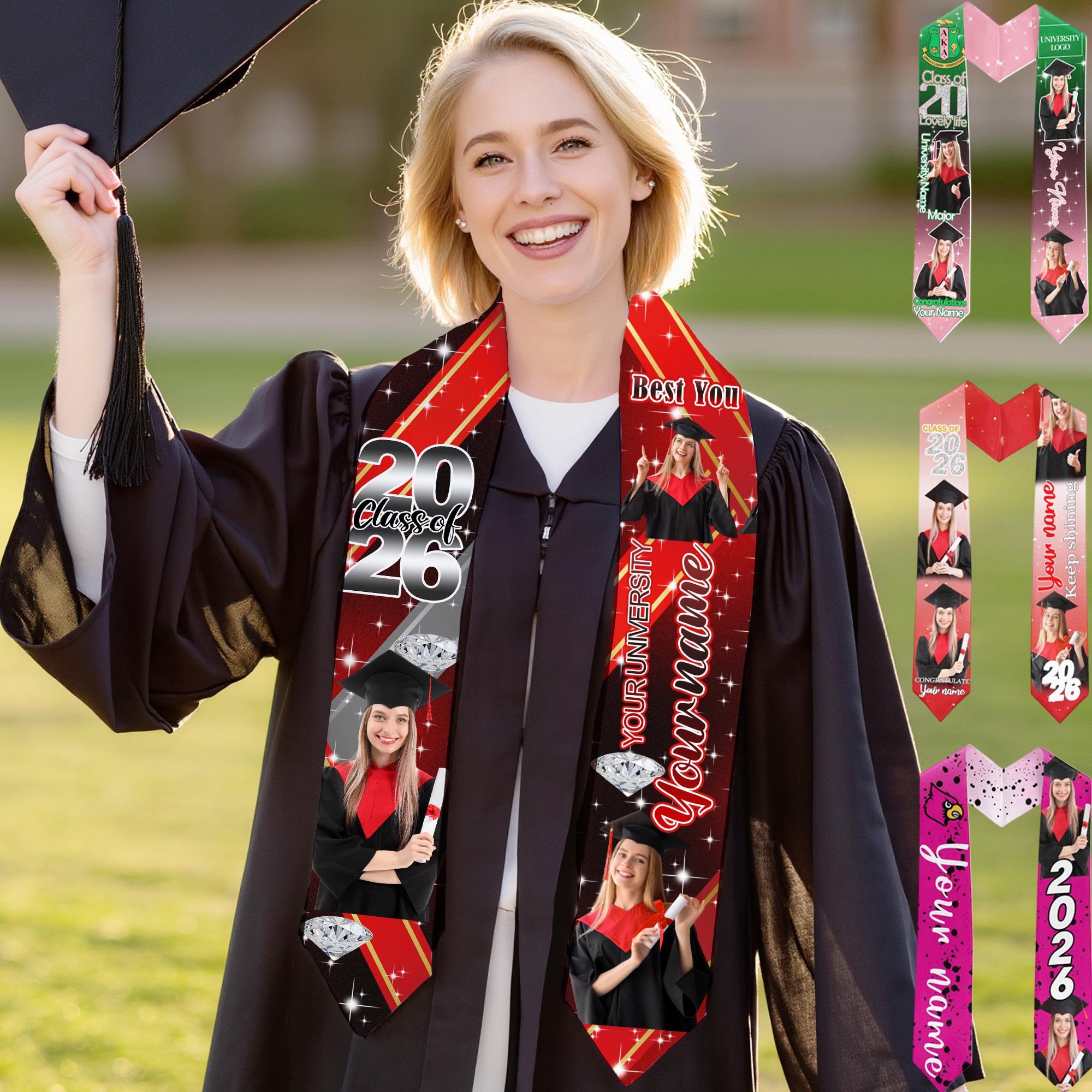 Personalized 2026 Graduation Stole with Name and Photo