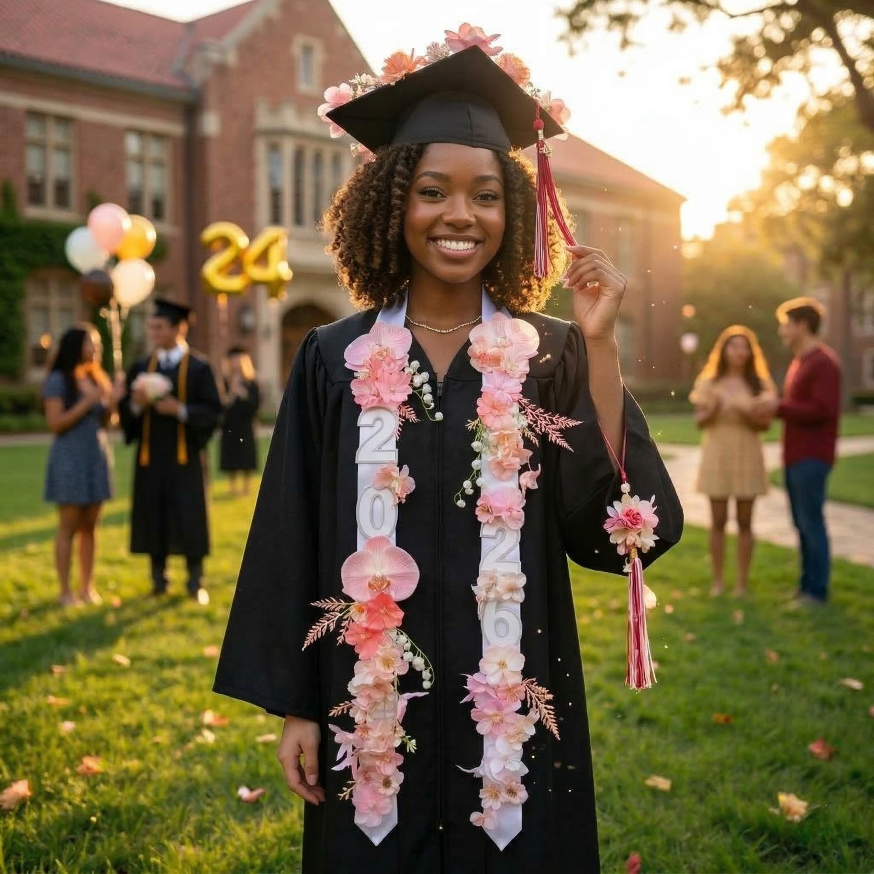 Handmade Pastel Floral Personalized 2026 Graduation Lei with Name