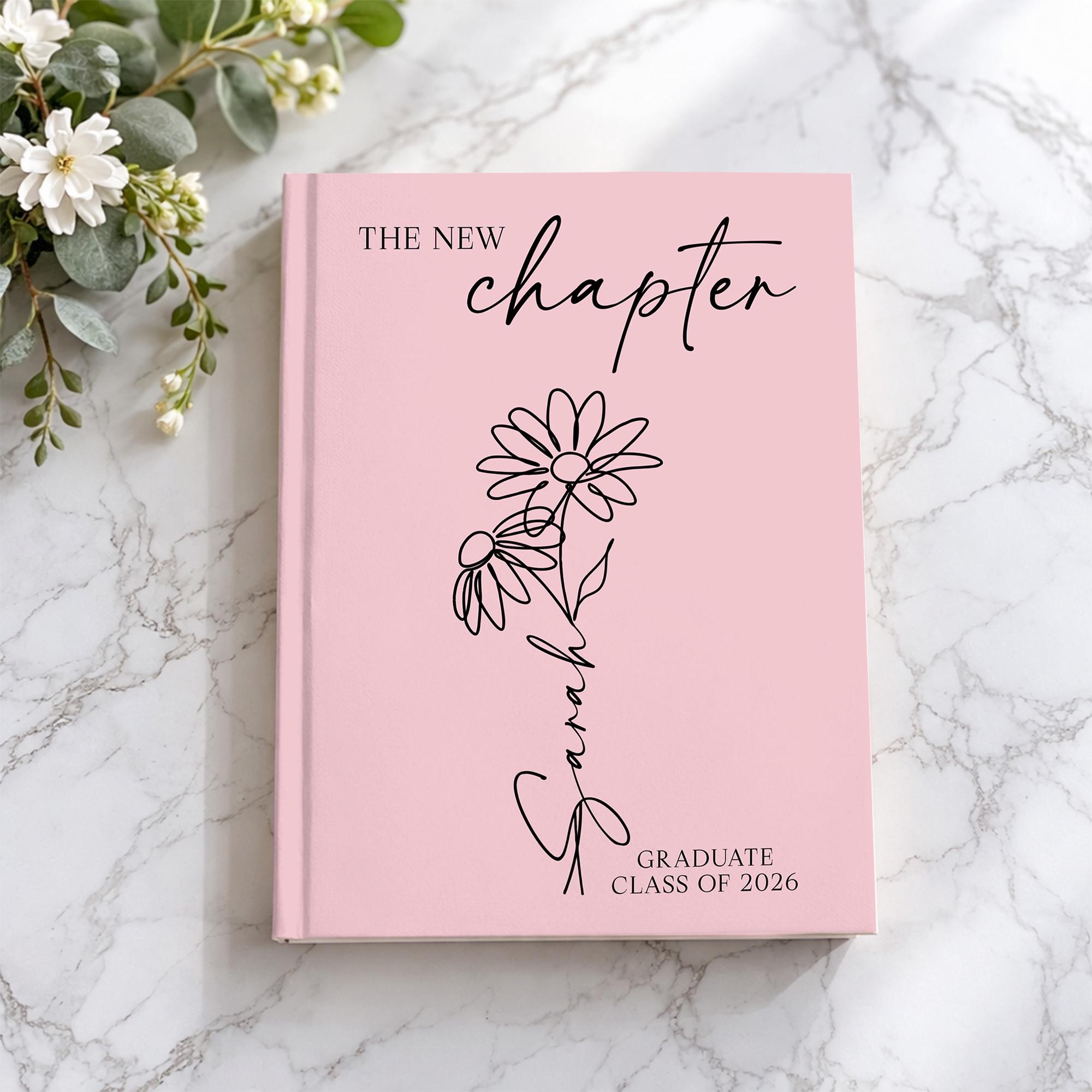 Custom Name Birth Month Flower Graduate Keepsake Notebook Class of  2026 