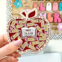 Personalized Apple Shaker Magnet With Kids Name Teacher Appreciation Gift