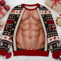 Funny Christmas Men's Sweatshirt, Personalized Ugly Christmas Sweater, Custom Skin Tone Holiday Sweatshirt