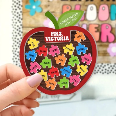 Personalized Apple Shaker Magnet With Kids Name Teacher Appreciation Gift