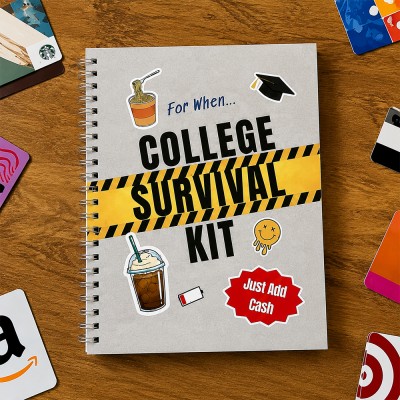 Custom College Life Survival Kit Gift Card Book,Meaningful Graduation & Back to School Gift,17 pages