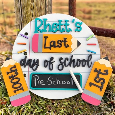 Personalized First/100th/Last Day of School Interchangeable Back to School Sign Prop For Kids Gift Ideas