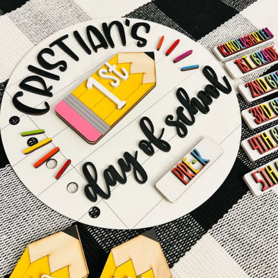 Personalized First/100th/Last Day of School Interchangeable Back to School Sign Prop For Kids Gift Ideas