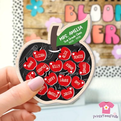 Personalized Apple Shaker Magnet With Kids Name Teacher Appreciation Gift