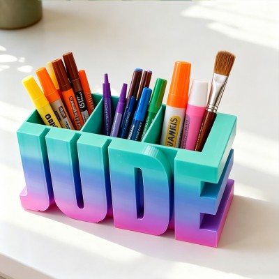 Personalized Name Desk Organizer, 3D Printed Pencil Holder, Kids Room Decor, Back to School Gift