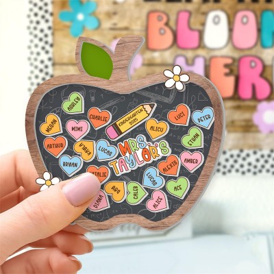 Personalized Apple Shaker Magnet With Kids Name Teacher Appreciation Gift