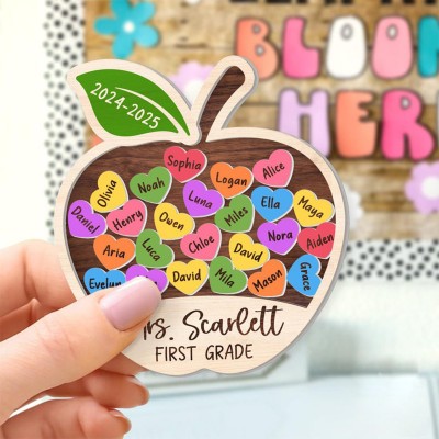 Personalized Apple Shaker Magnet With Kids Name Teacher Appreciation Gift