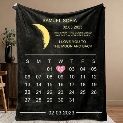 I Love You To The Moon And Back Custom Moon Phase Blanket