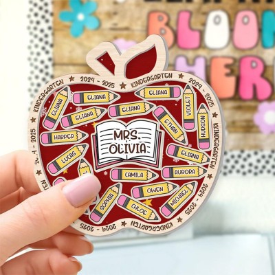 Personalized Apple Shaker Magnet With Kids Name Teacher Appreciation Gift