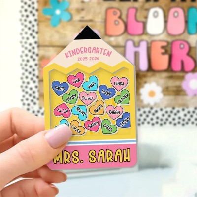 Personalized Pencil Shaker Magnet With Kids Name Teacher Appreciation Gift