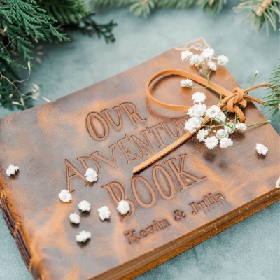 Personalized Genuine Leather Photo Album Our Adventure Book Valentine's Day Anniversary Gift For Couple