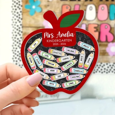 Personalized Apple Shaker Magnet With Kids Name Teacher Appreciation Gift