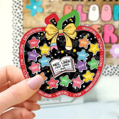 Personalized Apple Shaker Magnet With Kids Name Teacher Appreciation Gift