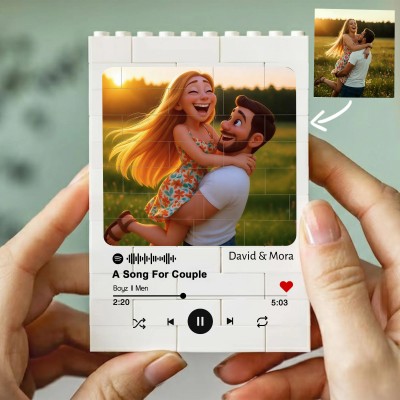 Personalized Cartoon Portrait Puzzle Blocks Gift For Valentine's Day