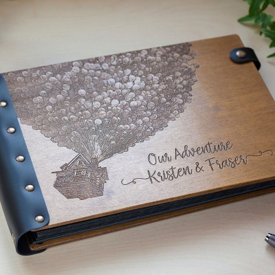 Best Seller❗❗Personalized Wooden Our Adventure Book Engraved with Names and Date Valentine's Day Wedding Anniversary Gift for Couple