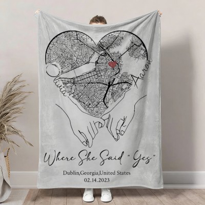 Custom Where It All Began Love City Map Blanket for Couple