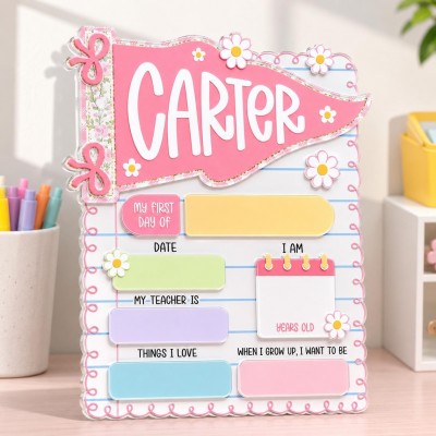Personalized First/Last Day of School Interchangeable Back to School Sign Prop For Kids Gift Ideas
