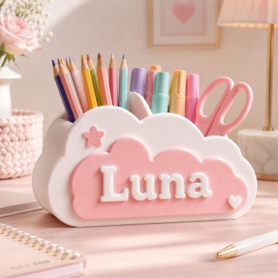 Personalized Name Desk Organizer, 3D Printed Pencil Holder, Kids Room Decor, Back to School Gift