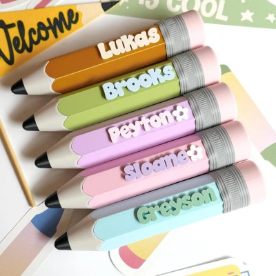 Personalized Pencil Shaped Pencil Case, Custom Name Pencil Holder,  Back to School Supplies, Kids Pencil Pouch