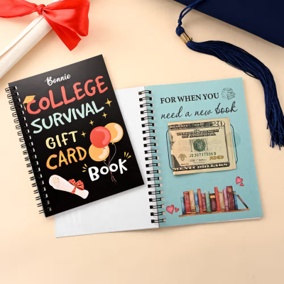 Custom College Life Survival Kit Gift Card Book,Meaningful Graduation & Back to School Gift
