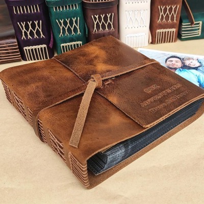 Personalized Genuine Leather Photo Album Our Adventure Book Wedding Gift Anniversary Gift For Couple
