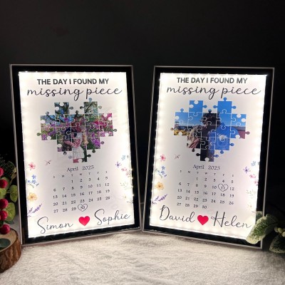 The Day I Found My Missing Piece Personalized LED Mirror Photo Frame