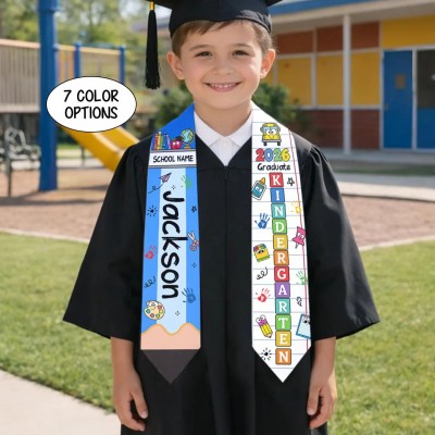 Custom Name Kid Kindergarten Class of 2026 Graduation Stole