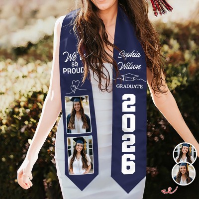 Personalized 2026 Graduation Stole with Name and Photo