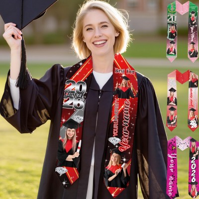 Personalized 2026 Graduation Stole with Name and Photo