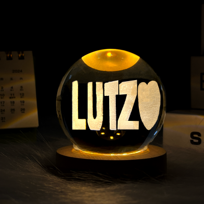 Customized 3D Double Name Illusion Crystal Ball Night Light Couple Gift